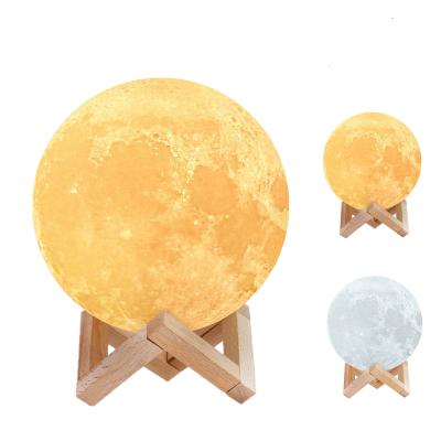 China Dropshipping Minimalist LED Night Light 3D Print Moon Lamp Color Touch Rechargeable Moon Lamp Kids Lights Night Lamp For Home for sale