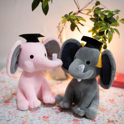 China Cute Doctorial Hat Baby Doctor Elephants Toys With Gift Plush&Stuffed Ears Wholesale Soft Toy Plush Elephant Graduation Gift for sale