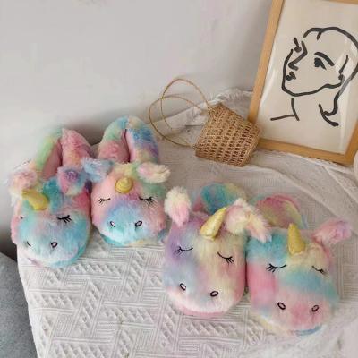 China Lovely Home Slippers Chausson New Breathable Winter Shoes Women Unicorn Slippers Animals Plush Custom Slippers for sale