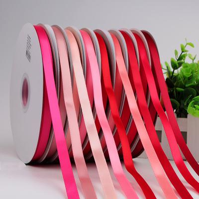 China Eco-friendly Satin Ribbon 5mm Red Ribbon Decorative Polyester Ribbon For Craft for sale