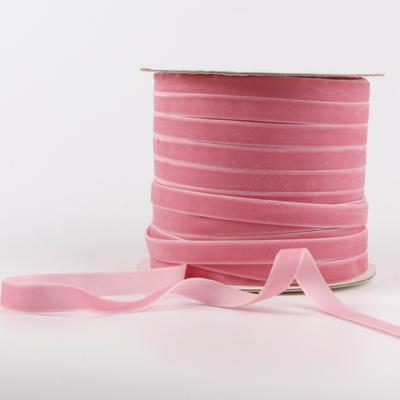 China 1 Inch Stretch Velvet Ribbon 25mm Single Face Pink Velvet Viable Ribbon for sale