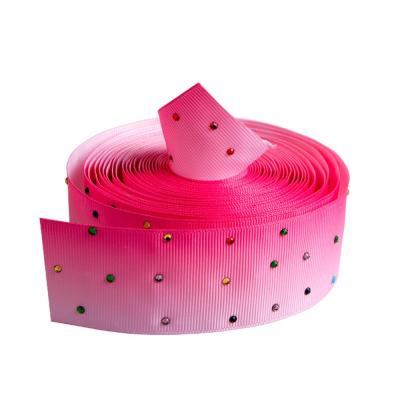 China Eco - Friendly 50mm 2 Inch Custom Diamond Ribbon Grosgrain Ribbon With Jewel for sale