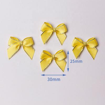 China Small Sustainable Soft Satin Ribbon Bow Yellow Ribbon Bows Decorative Ribbon Bow for sale