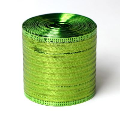 China Sparkly Metallic Cable Ribbon 2-1/2 Green Ribbon Glitter Ribbon For Holiday Decoration for sale