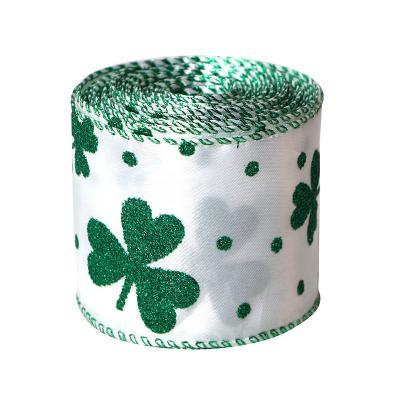 China Irish Luster Morex Ribbon Shamrock / St Patrick's Day Ribbon Custom Cable Ribbon For Holiday for sale