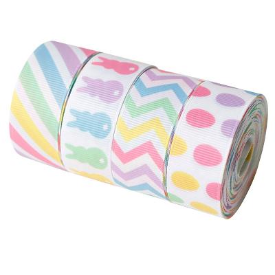 China Spring Sustainable Grosgrain Printed Colorful Printed Ribbon Ribbon Easter Ribbon For Hair Bow Craft for sale