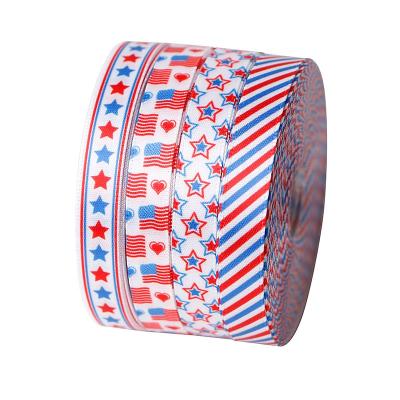 China Sustainable Patriotic Ribbon 4th of July Ribbons USA Flag Independence Day Satin Ribbon for Memorial Day for sale