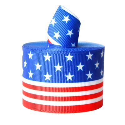 China Printed Patriotic Stripe Wired Ribbon USA Flag Ribbon Independence Day Ribbon for sale