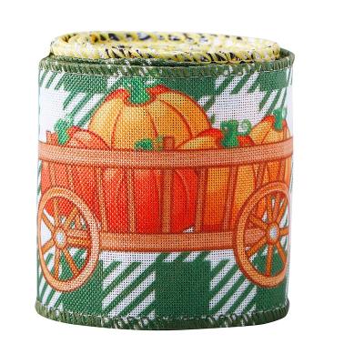 China Thanksgiving Day Cable Ribbon Cabled Burlap Ribbon For Holiday Decoration for sale