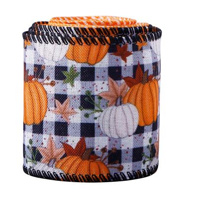 China High Quality Fall Ribbon Cable Line Edge Burlap Ribbon For Thanksgiving Day for sale