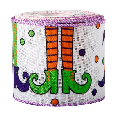 China High Tenacity 2.5 Inch Edge Burlap Ribbon Ribbon Printed Halloween Cable Ribbon for sale