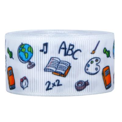 China 25mm school rocks grosgrain ribbons school teacher printed themed ribbons for handmade crafts, 7styles all in stock for sale