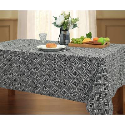 China Decorate Custom Printed Party Dinner Waterproof Canvas Ruffled Tablecloth for sale