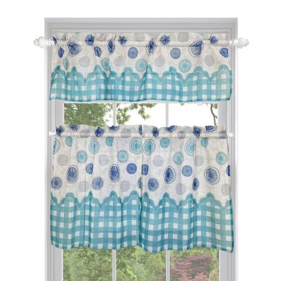 China Modern Fancy Rod Pocket Polyester Window Curtains Cotton Kitchen Patterns Curtains And Drapes Set Ready Made for sale