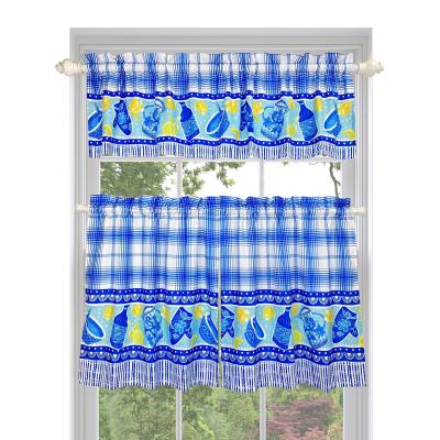 China Custom Printed Modern Kitchen Window Drapery Tier Kitchen Curtain For Home Decor Rod Pocket Modern 100% Polyester Flat Window for sale