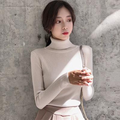 China Anti-wrinkle 2021 Winter Thick Sweater Women Knitted Ribbed Sweater Long Sleeve Turtleneck Neck Slim Jumper Regular Sleeve Woven 10%-29% for sale