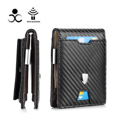 China Hot Sale Carbon Fiber Credit Card RFID Card Holder Men Slim Wallet Credit Card Holder With Money Clip for sale