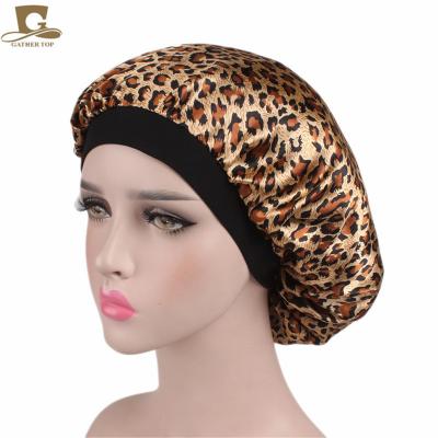 China Long Hair Care Women Satin Hooded Nightcap Casual Sleep Cap Solid Color Silk Head Wrap Fit Nightcap For Women Men for sale