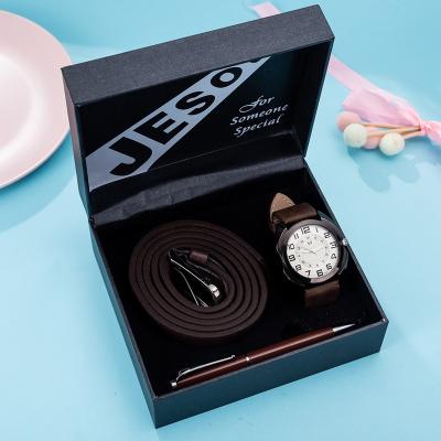 China Boutique Automotive Gift Set Belt Big Dial Quartz Watch Pen for sale