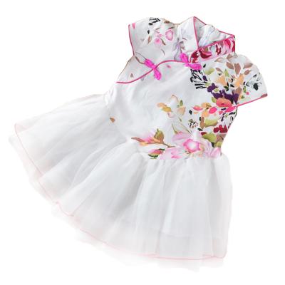 China Short sleeve kids cheongsam summer girls dress printed cotton in girls qipao princess dress for sale