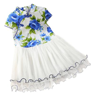 China Summer Princess Ethnic Style Short Sleeve Dress Chinese Traditional Dress For Girls Qipao Children for sale