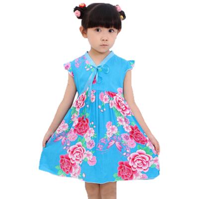 China Sleeveless Cheongsam Dress Children Summer Cotton Girl Dress Toddler Girl Chinese Traditional Princess Dress for sale