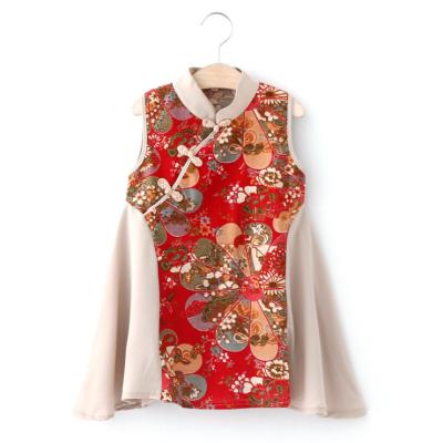 China Short sleeve girls cheongsam cotton and canvas kids dress girl summer traditional chinese qipao dress for sale