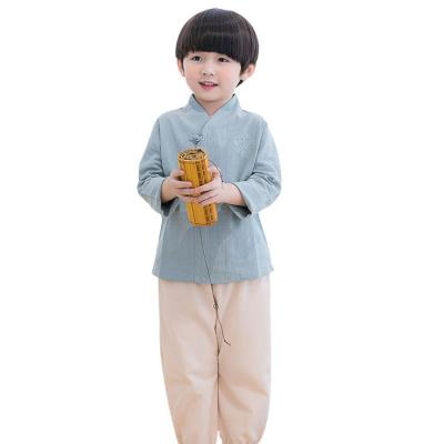 China Traditional Style Boys Chinese Hanfu Modified Clothing Chinese Traditional Children Long Sleeve Cotton and Canvas Kids Silk Dress Costume for sale