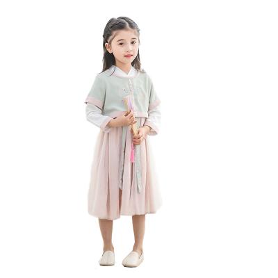 China Children formal wear girl dresses ethnic style embroidered cotton and linen traditionalfor chinese hanfu girls tops and dress for sale