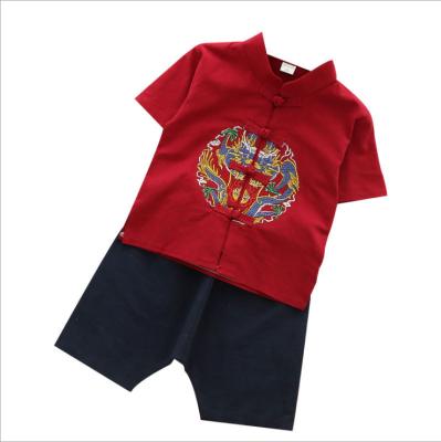 China Short sleeve children silk outfit retro costume baby hanfu traditional chinese style children's clothing boys for sale