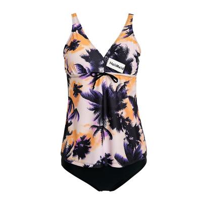 China 2022 HaiiMeid Swimwear Custom Size Windproof Plus Size Swimwear For Women Two Piece Tree Print Swimwear Tankini Low Waist Swimwear for sale