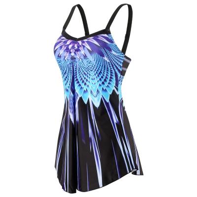 China Custom 2022 Plus Size Swimwear Plus Size Swimwear For Women Two Piece Swimwear Mid Waist Wings Printing Tankini Swimwear Plus Size for sale