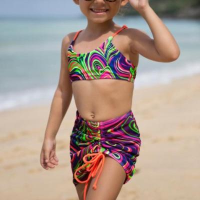 China Custom 2022 Windproof OEM Girls Swimwear Three Pieces High Waist Swimsuit Swimwear For Girls Purple Bikini Swimwear for sale