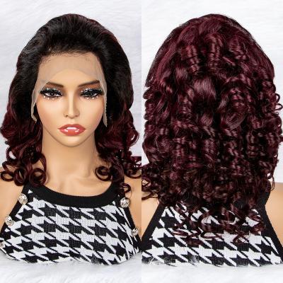 China No Tangle Good Quality 13x4 Lace Frontal Wig 1B99J Colored Wig Human Hair Extensions And Wigs for sale