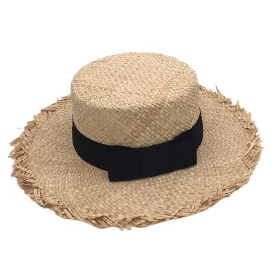 China Eco-friendly Custom Logo Printing Women Straw Bucket Hat Tropical Summer Sun Trendy Hats for sale