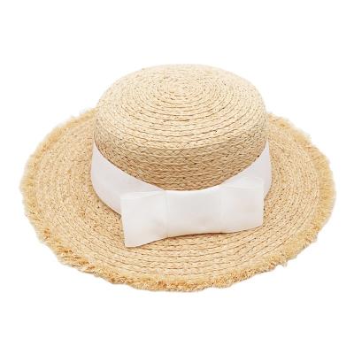 China Japanese and Korean custom women's fashion eco-friendly women's small ball cap with straw yarn for sale