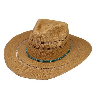 China Eco-Friendly Spanish Cowboy Hats Sombrero Women Straw Cowboy Crochet Bulk Hat for sale