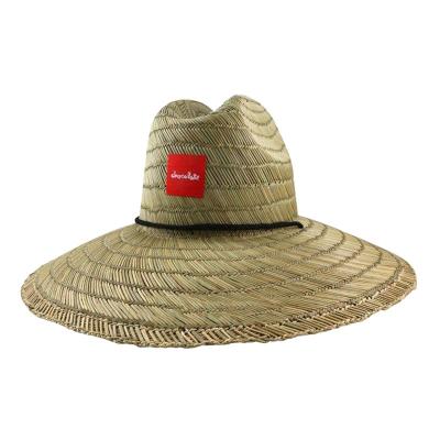 China Eco-Friendly Lifeguard Black Straw Crown Summer Lifeguard Custom Open Top Lifeguard Beach Sun Hat for sale