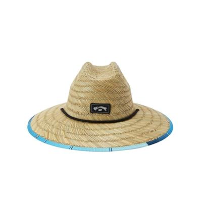 China XL xxl eco-friendly men recycled jumbo round bucket printed mesh beach straw hats and beach bag with spiralized hat for men for sale