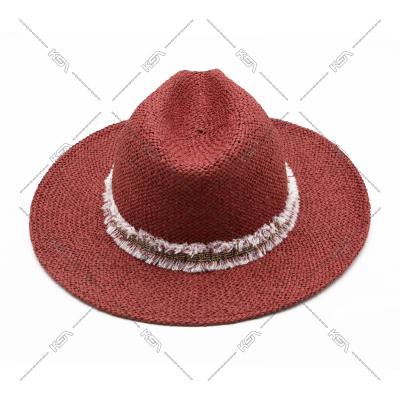 China Panama Summer Casual Cowboy Straw Hat Oversized Floppy Disc Paper Handcrafted Eco-Friendly Flat Surface for sale