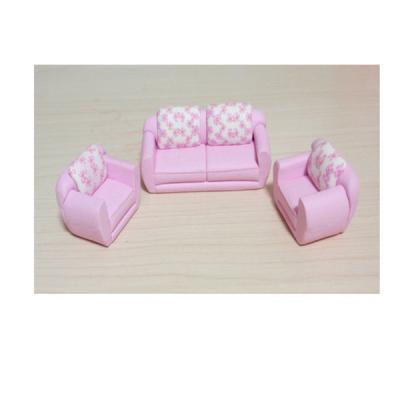 China architectural Pink Soft Pottery Sofa,Miniature Sofa Furniture Model for indoor layout for sale