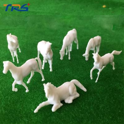 China 1:87 ABS plastic Model 25mm White Farm Animals Horse 7 Poses for model building for sale