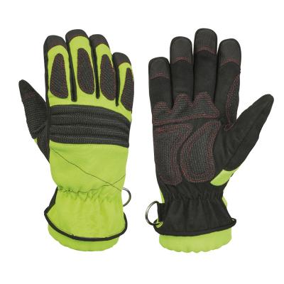 China Fire Fighting Rescue Gloves Leather Textile Material and Synthetic Elastic Cut Resistant Heat Resistant Impact Safety Protection Hands for sale