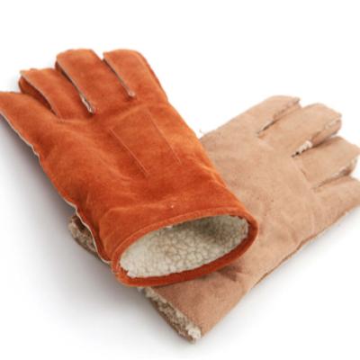 China Lambswool inside leather gloves winter warm outside sports gloves promotion price for sale