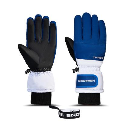 China Women 2023 new BLUE men's and women's ski gloves waterproof and windproof. Winter ski gloves are designed with touch screen for sale