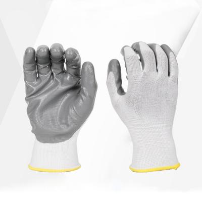 China Logistics and Handling Wholesale Custom Cheap Nitrile Coating Anti Slip Wear Resistant Immersion Industrial Work Rubber Protective Gloves Protective Gloves for sale