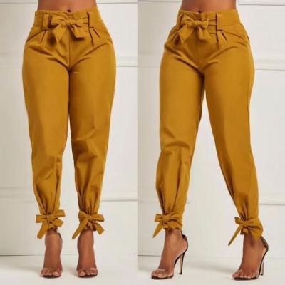 China Elastic High Waist Harem Pants Women Anti-wrinkle 2021 Spring Female Lady Black Trousers Belt Office Pants Fashion Ninth Summer for sale