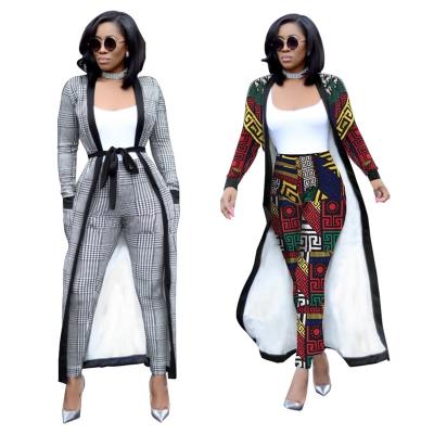 China 2021 breathable European and American women's nightclub cardigans fashion two-piece sets with pockets belts women cardigans for sale