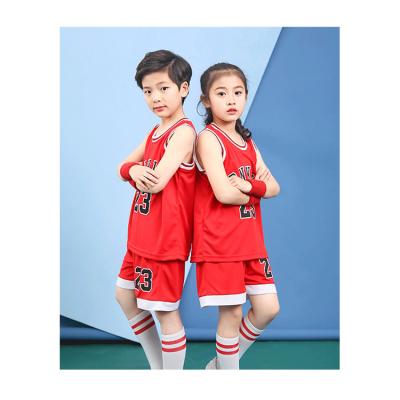 China Boys Girls Basketball Tank Tops Student Performance Clothing Antibacterial Custom Basketball Wear 2 Pieces Set For Kids for sale