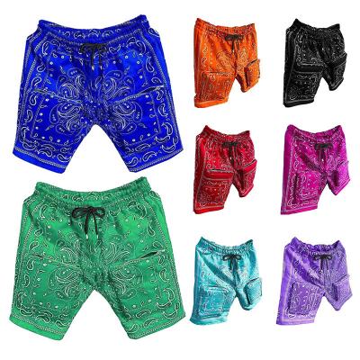 China Anti-wrinkle mens 2021 summer shorts men pocket cargo hip hop bandana shorts custom printed mens casual shorts for sale